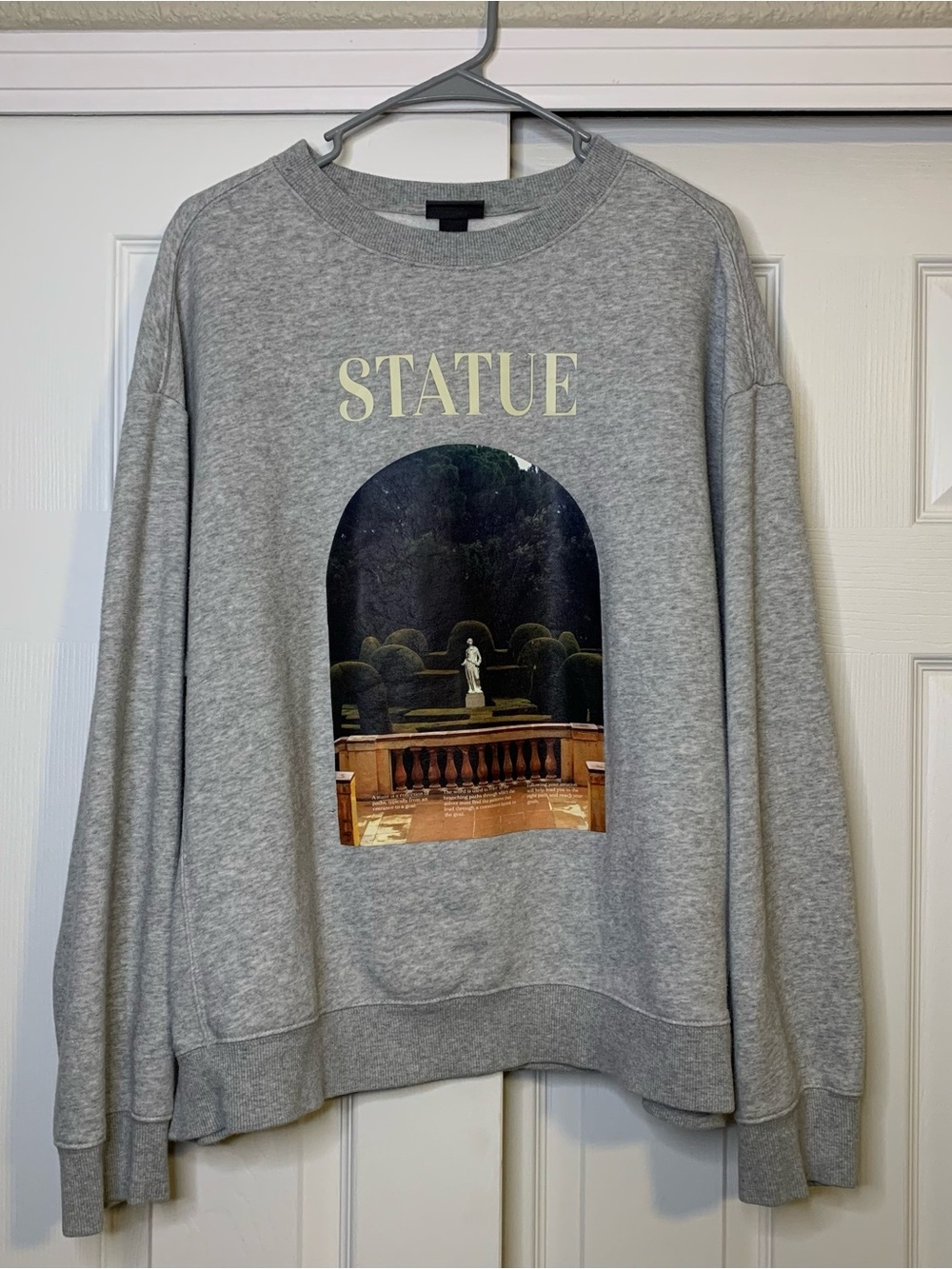 H&M Grey 'STATUE' Graphic Crewneck Sweatshirt